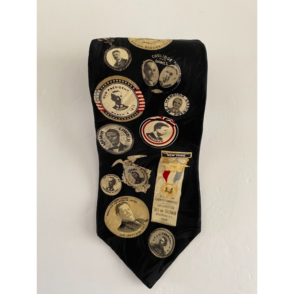 Museum Artifacts Presidential Campaign Buttons Silk Tie Political American #64